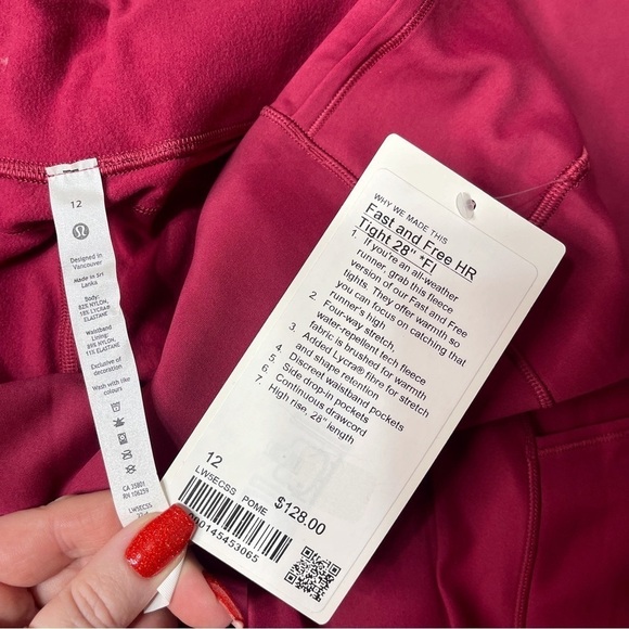 Lululemon Fast & Free Tech Fleece High Rise Leggings with Pockets 12 14 NWT - Picture 7 of 9